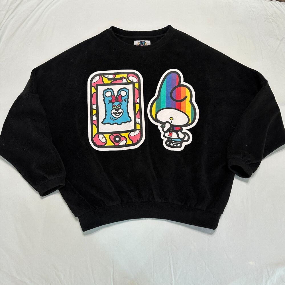 My Melody X Loveis Sanrio Womens Crewneck Sweatshirt One Size Black Anime Velour